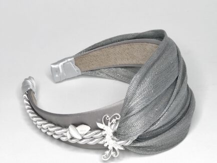 Diadema Cordón de Seda Gris Plata