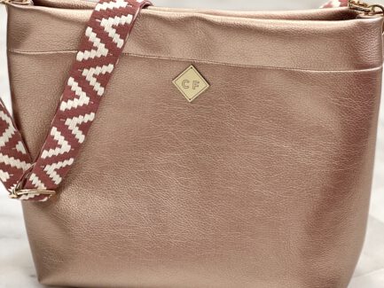 Bolso Casual de Cuero Vegano Modelo Golden Rosa