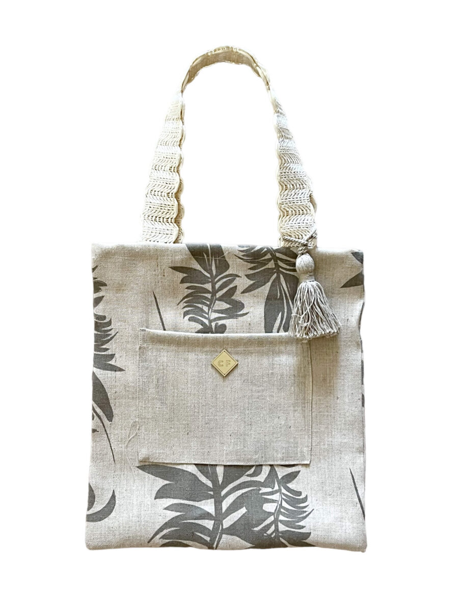 Bolso Tote lino rama topo