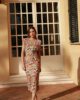 vestido elegante multicolor acuarela frente