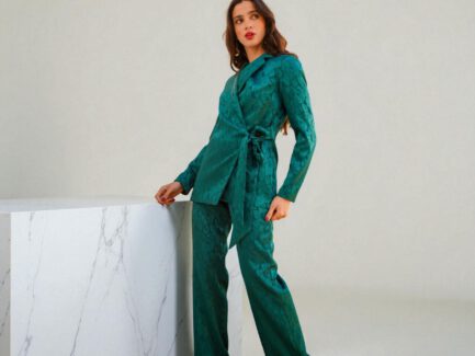 Conjunto Brocado Verde Esmeralda