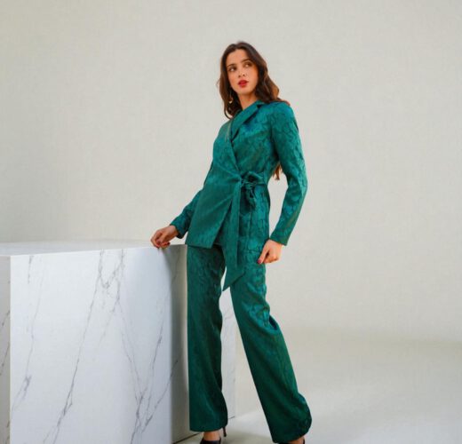 Traje labrado verde esmeralda cuerpo entero