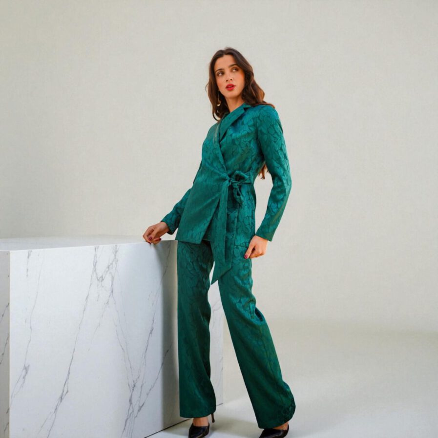 Traje labrado verde esmeralda cuerpo entero